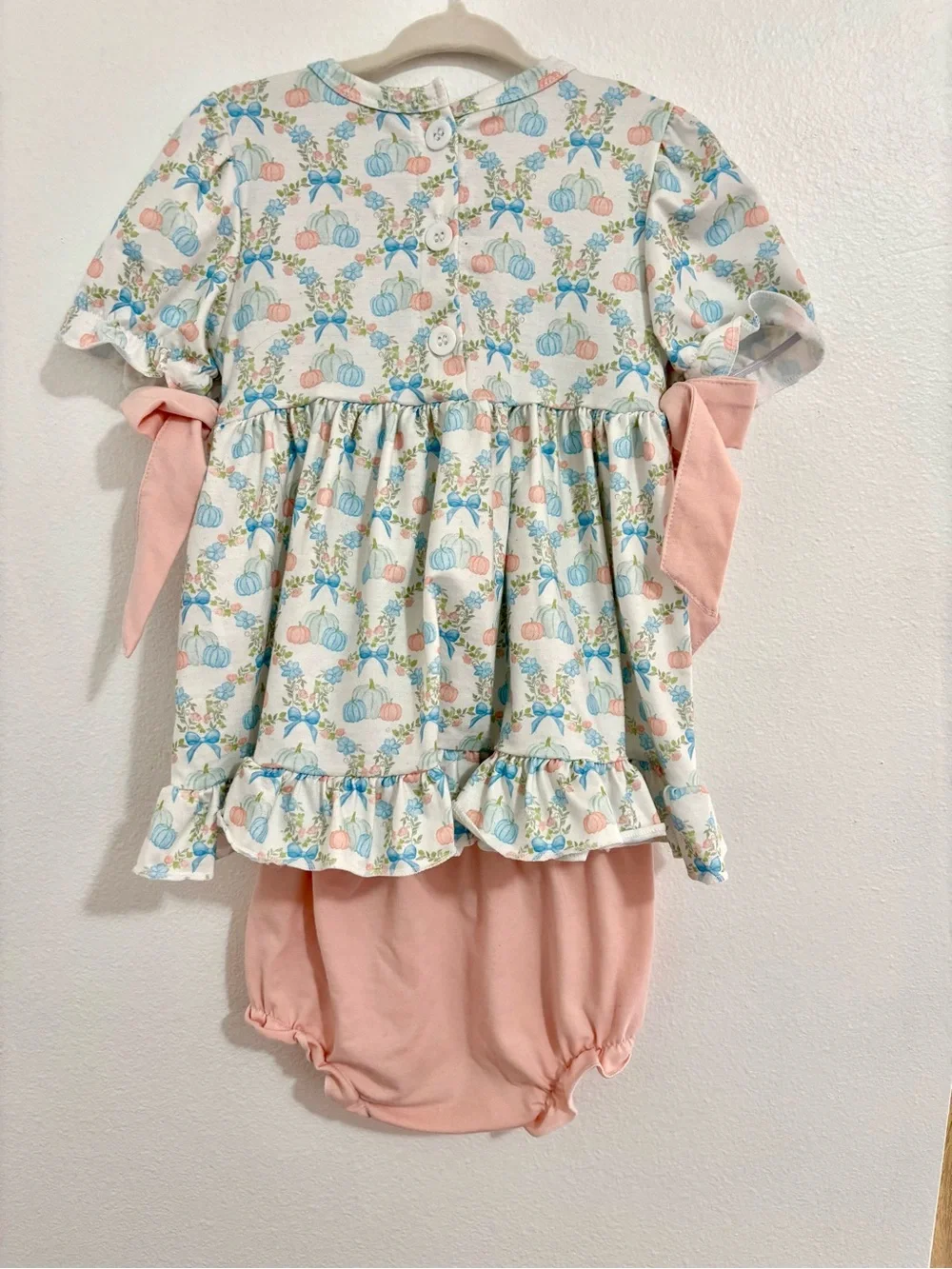 24M Baby Girl Floral Pumpkin Bloomer Set with Pink Accents